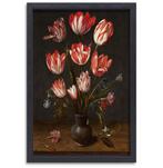 Tulipes et œillets dans un vase en céramique - Jacob van Hul, 75 à 100 cm, Envoi, Création originale, 50 à 75 cm