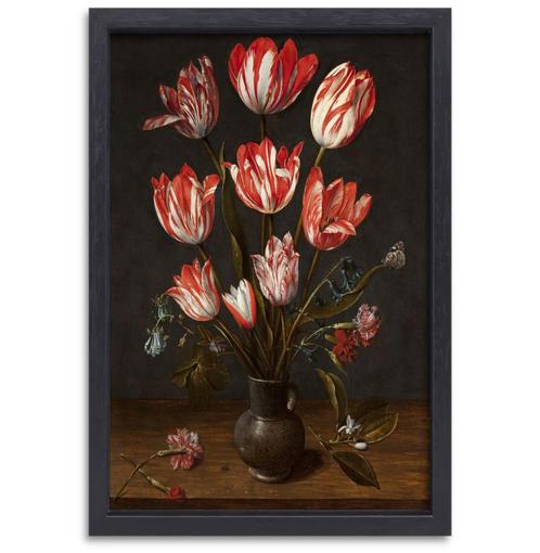 Tulipes et œillets dans un vase en céramique - Jacob van Hul, Maison & Meubles, Accessoires pour la Maison | Peintures, Dessins & Photos