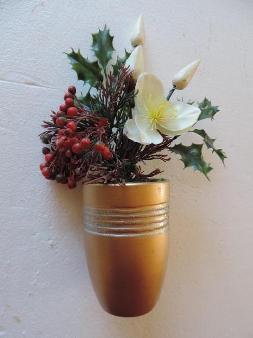 Vase doré vintage garnit1950, Divers, Noël, Utilisé, Enlèvement ou Envoi
