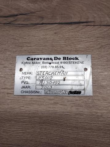 Wisselstukken caravan Sterckeman 486CE : inschrijvingspapier