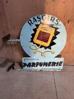 Oude dubbelzijdige reclame kapper/parfumerie, Ophalen, Gebruikt