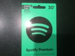 Spotify premium herlaadkaart 30€, Tickets en Kaartjes, Cadeaubon, Overige typen