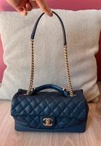 Chanel blauwe caviar ‘Globe Trotter’ medium flap bag/handtas, Ophalen of Verzenden, Gebruikt, Blauw, Schoudertasje