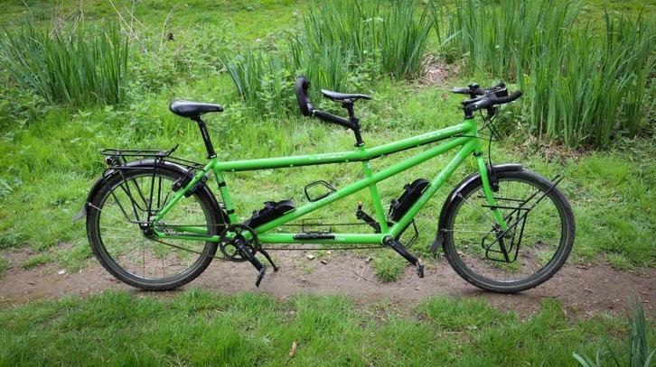 SANTOS Tandem Double Travel - groen, Fietsen en Brommers, Fietsen | Tandems, Gebruikt, 10 tot 15 versnellingen, 49 tot 53 cm, Minder dan 47 cm