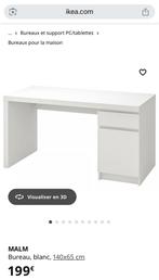 MEUBLE BUREAU IKEA BLANC MALM, Maison & Meubles, Enlèvement, Bureau