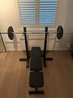 Fitnessbank met toebehoren + halterset, Sport en Fitness, Ophalen, Zo goed als nieuw, Rug, Fitnessbank