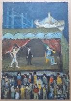 HUBERT DE VRIES / CIRCUSSCENE / KLEURLITHO / 56x38cm / SIG, Antiek en Kunst, Ophalen of Verzenden