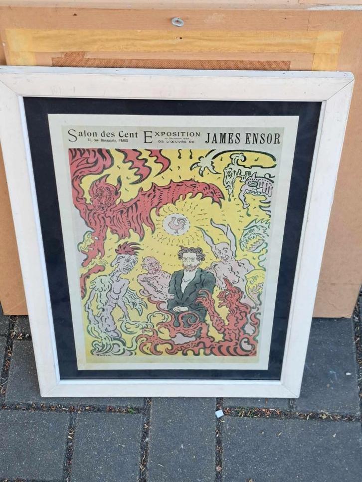 lithographie salon des cent exposition de james ensor, Antiek en Kunst, Kunst | Litho's en Zeefdrukken, Ophalen of Verzenden
