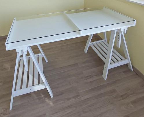 Bureau ikea sur tréteaux - top !, Huis en Inrichting, Bureaus, Zo goed als nieuw, Bureau, In hoogte verstelbaar, Ophalen