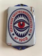 Oud emaille deurpostje nachtveiligheid, Ophalen of Verzenden, Gebruikt, Reclamebord