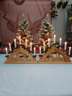 2 grenen houten kandelaars met lichtjes, Diversen, Ophalen of Verzenden, Nieuw