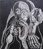 RUDY VAN HAUWE / VERLOREN JEUGD / HOUTSNEDE / 45x36cm / SIG, Ophalen of Verzenden