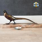 Art Deco bronzen goud fazant beeld marmeren voet (R Varnier), Antiek en Kunst, Kunst | Beelden en Houtsnijwerken, Ophalen of Verzenden