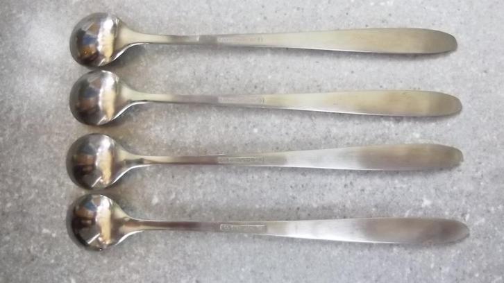 4 Inox Sorbet Lepels - Eternum, Huis en Inrichting, Keuken | Bestek, Zo goed als nieuw, Bestekset, Inox of Chroom, Vaatwasserbestendig