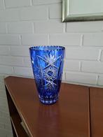 Vintage kristallen vaas blauw bohemian, Ophalen of Verzenden