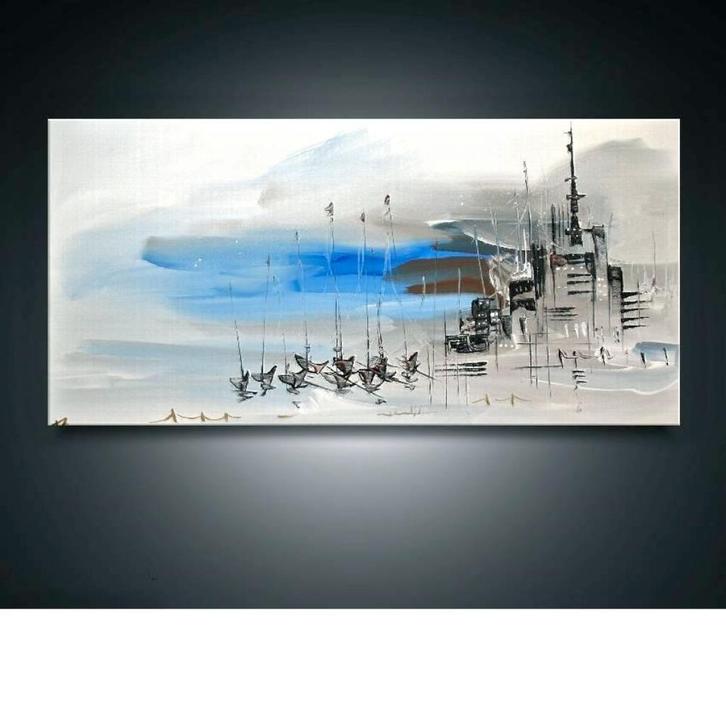 " Hometown " Prachtig Acrylschilderij, Antiek en Kunst, Kunst | Schilderijen | Modern, Ophalen of Verzenden