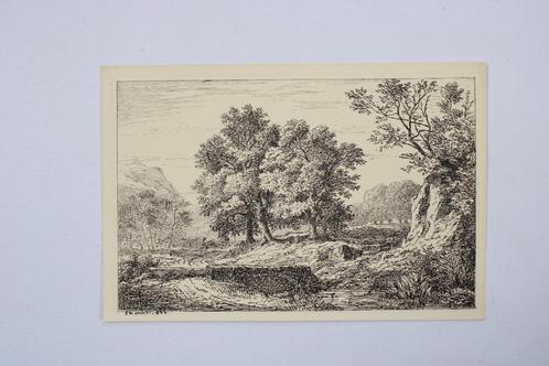 ets, landschap, Jean-Claude Charmier, dit Cladius, 1844, Antiek en Kunst, Kunst | Etsen en Gravures, Ophalen of Verzenden
