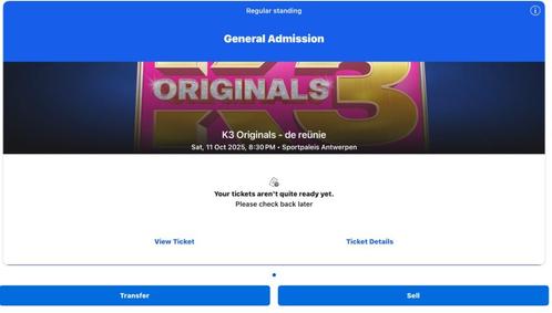 Tickets te koop (of ruilen) k3 reünie, Tickets en Kaartjes, Concerten | Overige, Twee personen, Oktober