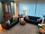 Modern zwart lederen salon, Huis en Inrichting, Ophalen, Zo goed als nieuw