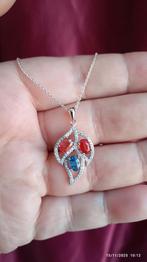 Sterling zilveren hanger met 3 natuurlijke saffieren, Nieuw, Ophalen of Verzenden, Rood, Zilver