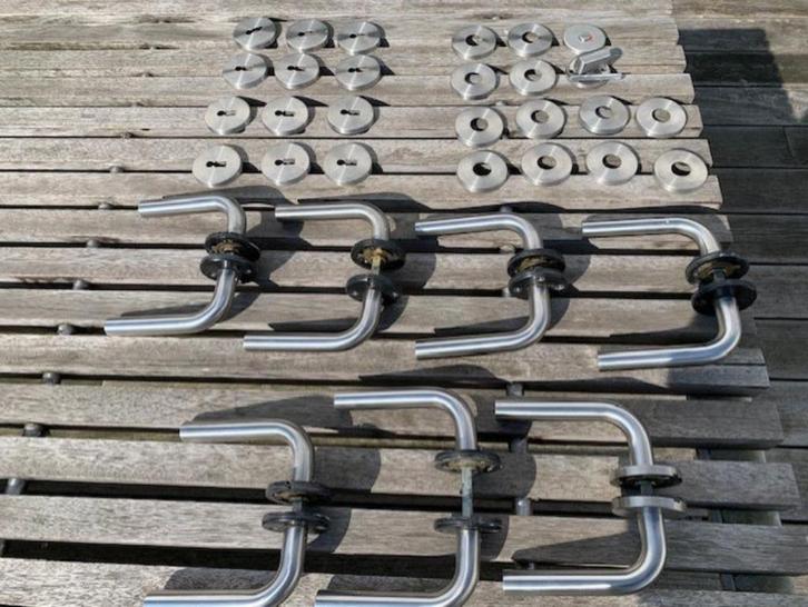 Inox deurklinken, Doe-het-zelf en Bouw, Hang- en Sluitwerk, Gebruikt, Klink of Kruk, Inox, Ophalen