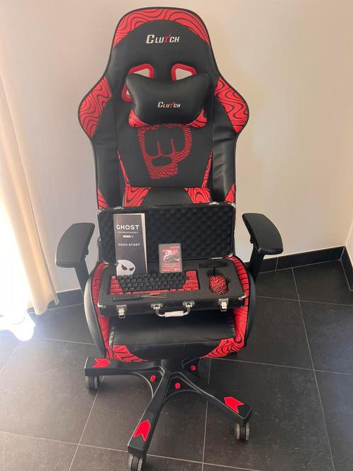 PEWDIEPIE LIMITED EDITION KEYBOARD AND MOUSE + CLUTCH CHAIR, Huis en Inrichting, Bureaustoelen, Gebruikt, Bureaustoel, Ergonomisch