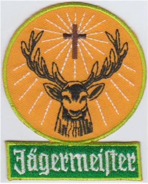 Jagermeister stoffen opstrijk patch embleem, Collections, Marques & Objets publicitaires, Neuf, Envoi