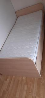 1 persoonsbed met lattenbodem met of zonder matras, Comme neuf, Beige, 90 cm, Bois
