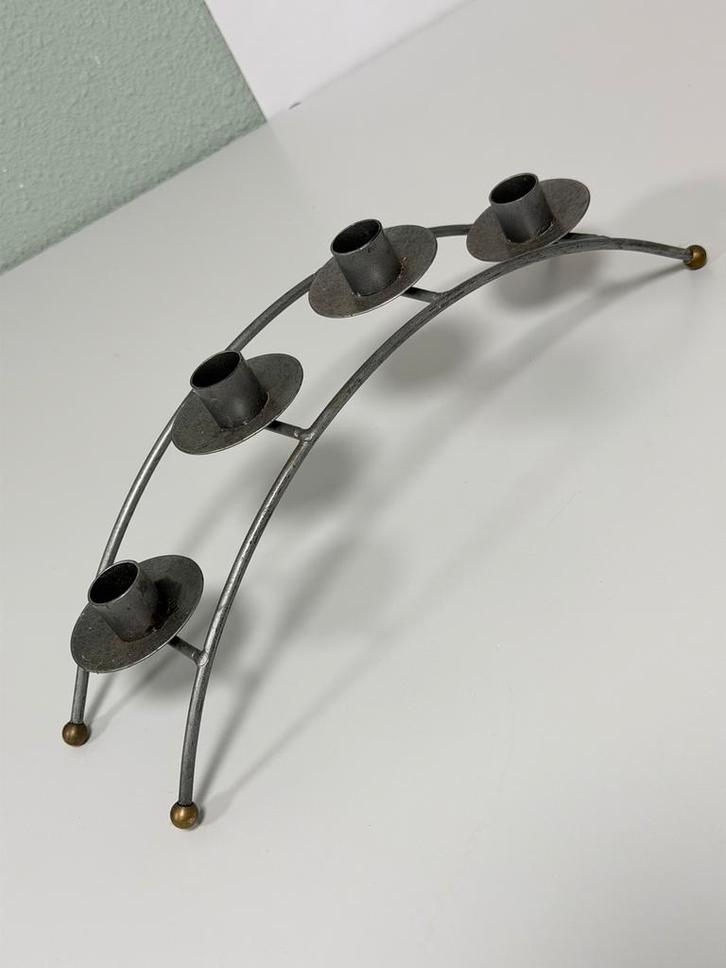 Chandelier vintage en métal - 4 branches - fer - 37 x 10 cm, Maison & Meubles, Accessoires pour la Maison | Bougeoirs & Bougies