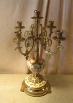 Prachtige Antieke Kandelaar in koper en porselein - 50cm, Antiek en Kunst, Ophalen of Verzenden, Koper of Brons