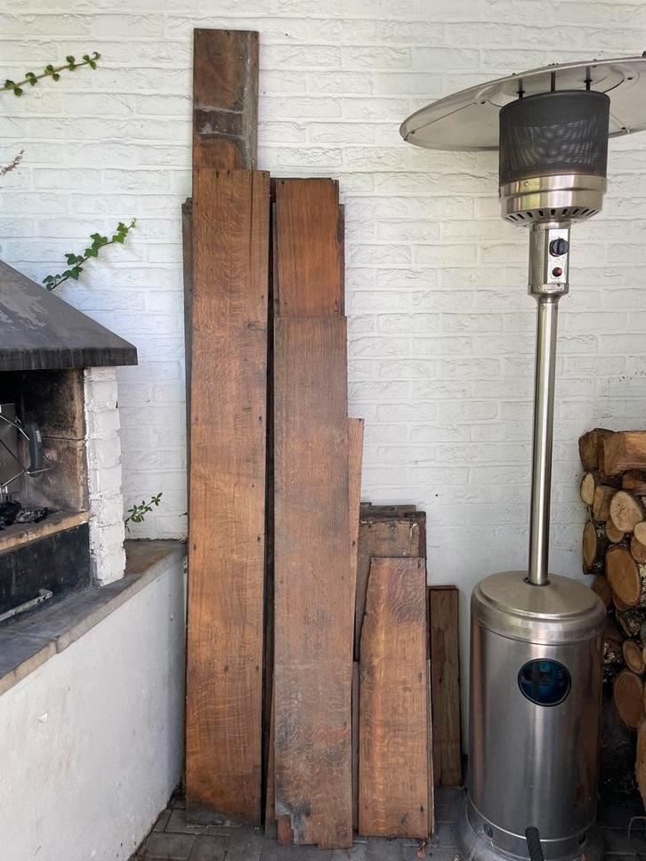 18e eeuwse massief eikenhouten vloer (5,8 m2), Doe-het-zelf en Bouw, Hout en Planken, Gebruikt, Plank, Eiken, 200 tot 250 cm, Minder dan 25 mm