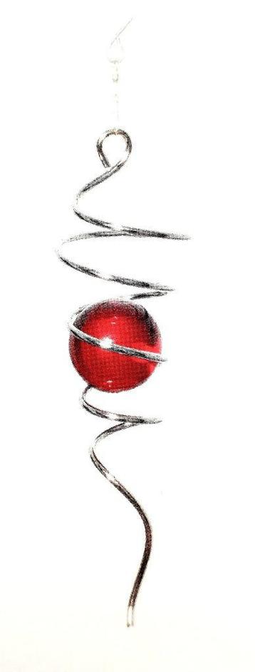 Twister Spiraal met glas kogel rood - RVS beschikbaar voor biedingen