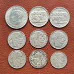 9 Zilveren munten België ., Postzegels en Munten, Setje, Zilver, Ophalen of Verzenden, Zilver