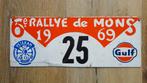 Plaque de Rallye de Mons 1969 Gulf voitures anciennes, Enlèvement ou Envoi, Utilisé, Voitures