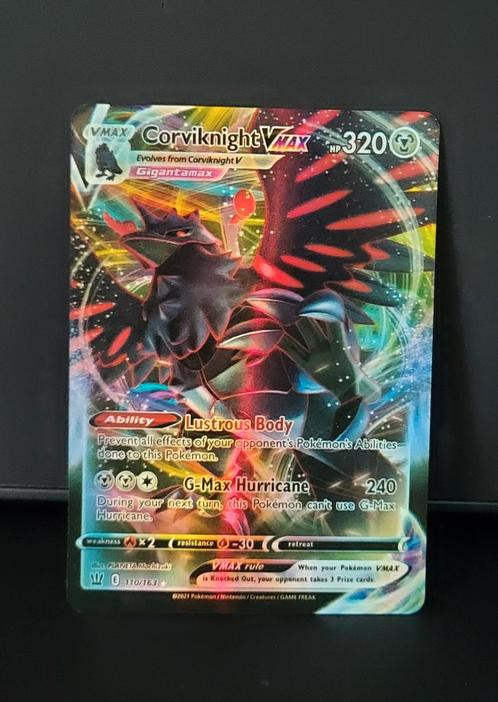 Carte pokémon Corviknight Vmax, Hobby en Vrije tijd, Verzamelkaartspellen | Pokémon, Zo goed als nieuw, Ophalen of Verzenden