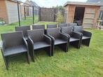 Tuinzeteltjes in wicker met bijhorende kussens 10 stuks, Ophalen, Zo goed als nieuw, Wicker
