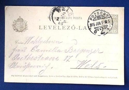 "Gele" Hongaarse briefkaart, Postzegels en Munten, Brieven en Enveloppen | Buitenland, Briefkaart, Ophalen of Verzenden