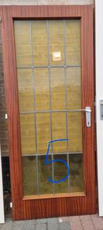 Volhouten vintage deur met mooi glas, Ophalen, Gebruikt, Glas