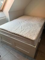 IKEA BRIMNES tweepersoons bedkader met opberglades 120200 cm, Huis en Inrichting, Slaapkamer | Bedden, Ophalen, Wit, Zo goed als nieuw