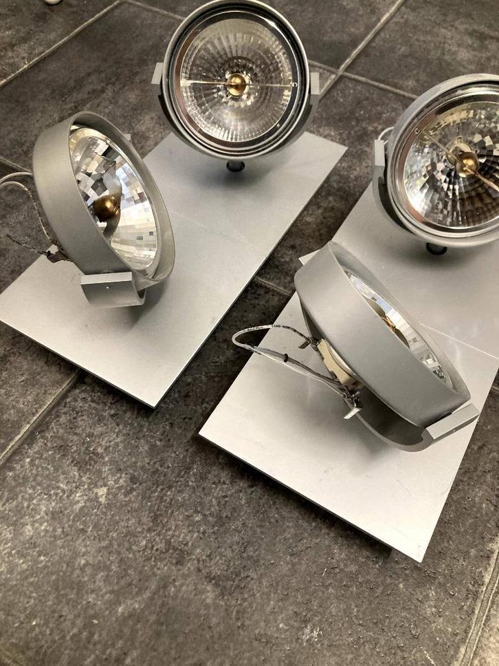 10 x 2 SPOTS Charlie  design opbouw in alu nikkel kleur, Huis en Inrichting, Lampen | Spots, Zo goed als nieuw, Plafondspot of Wandspot