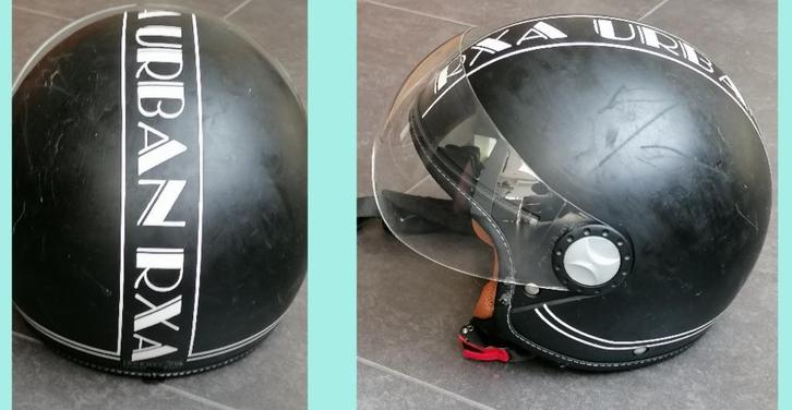 Helm scooter - maat L (! Buitenlaag is wel kleverig geworden, Fietsen en Brommers, Brommerhelmen, Gebruikt, Large, Ophalen
