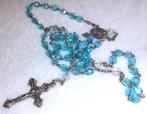Halsketting vintage blauwe aurora borealis rozenkrans patern, Handtassen en Accessoires, Kettingen, Verzenden