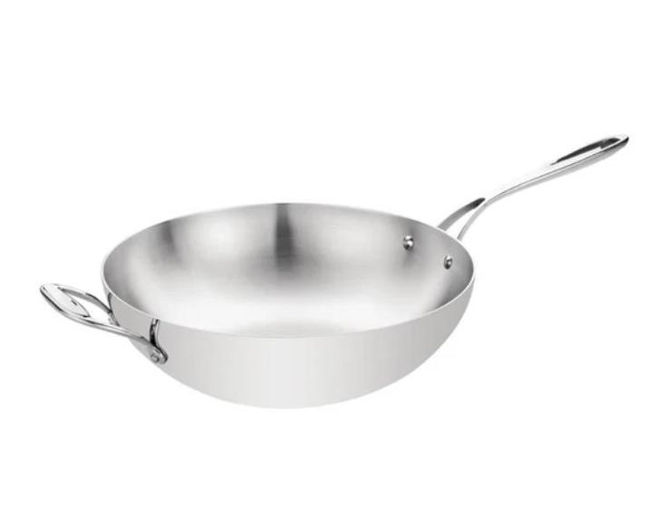 Alva wokpan Triply Chef 34 cm, Huis en Inrichting, Keuken | Potten en Pannen, Nieuw, Wok, Inox, Inductieplaat, Keramische plaat