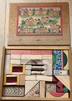 speelgoed vintage 2 Houten blokkendozen vintage rond 1950, Verzamelen, Verzenden, Gebruikt