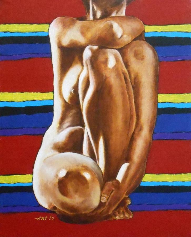 "Vrouwenfiguur (II)" Schilderij, Antiek en Kunst, Kunst | Schilderijen | Modern, Verzenden