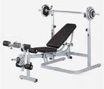 Ketller bankpers + stangen + gewichten, Sport en Fitness, Fitnessapparatuur, Ophalen, Ligfiets, Benen, Nieuw