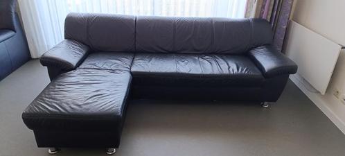 Leder zetel, Huis en Inrichting, Zetels | Zetels, Gebruikt, Hoekbank, Driepersoons, 200 tot 250 cm, 125 tot 150 cm, Leer, Ophalen