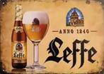 Reclamebord vintage Leffe anno 1240 - mancave poolhouse new, Ophalen of Verzenden, Zo goed als nieuw, Reclamebord, Plaat of Schild