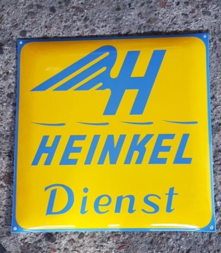 Heinkel dienst emaillen garage showroom decoratie bord motor, Collections, Marques & Objets publicitaires, Comme neuf, Panneau publicitaire