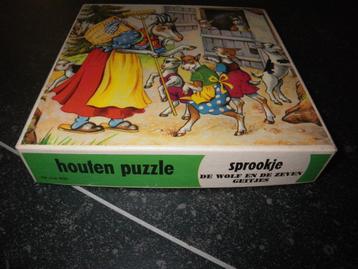 Houten puzzel - Wolf en zeven geitjes beschikbaar voor biedingen